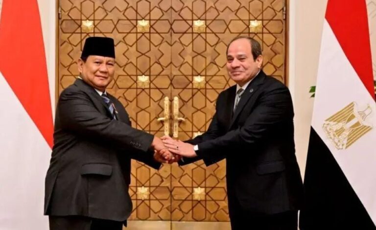 Presiden RI Prabowo Subianto (kiri) dan Presiden Mesir Abdel Fattah El-Sisi (kanan) di Istana Kepresidenan Mesir Al Ittihadiya, Kairo