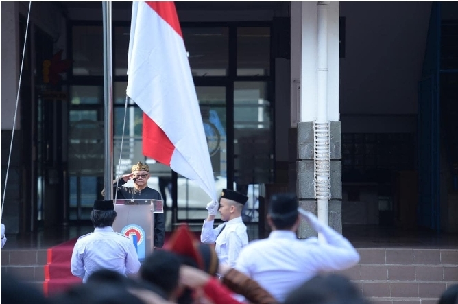 upacara peringatan Hardiknas di Bogor, Jawa Barat