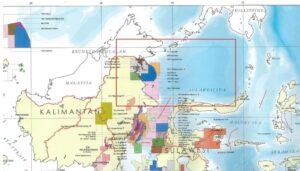 Peta wilayah Blok Ambalat yang diklaim Malaysia dengan nama resmi Laut Sulawesi