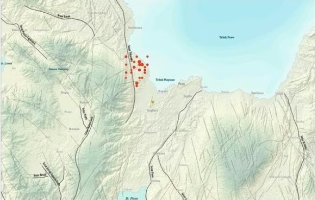 Peta titik gempa hasil monitoring BMKG