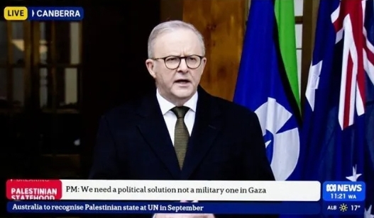 siaran konferensi pers terkait situasi di Palestina oleh Perdana Menteri Australia Anthony Albanese