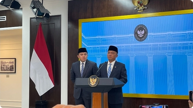 Menteri Sekretaris Negara Prasetyo Hadi saat mengumumkan reshuffle kabinet